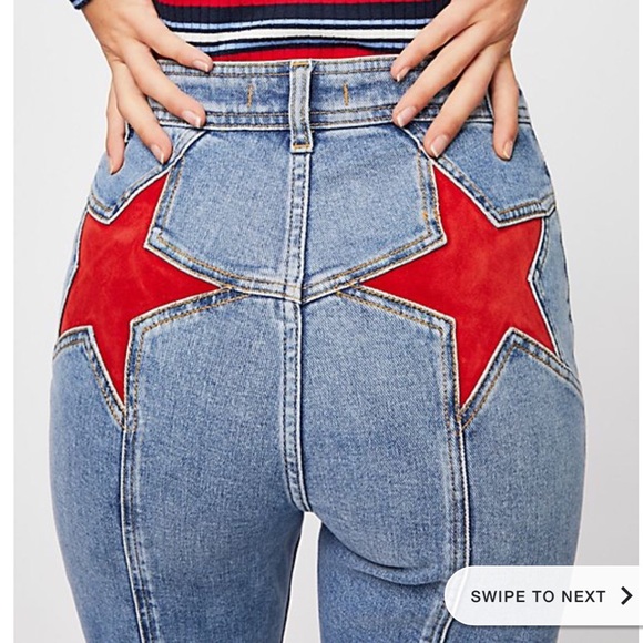 jeans with red stars on the back